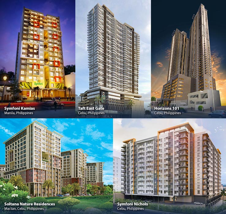 Tiled photos of the properties in the Philippines developed by powerhouse property developer, HTLand.